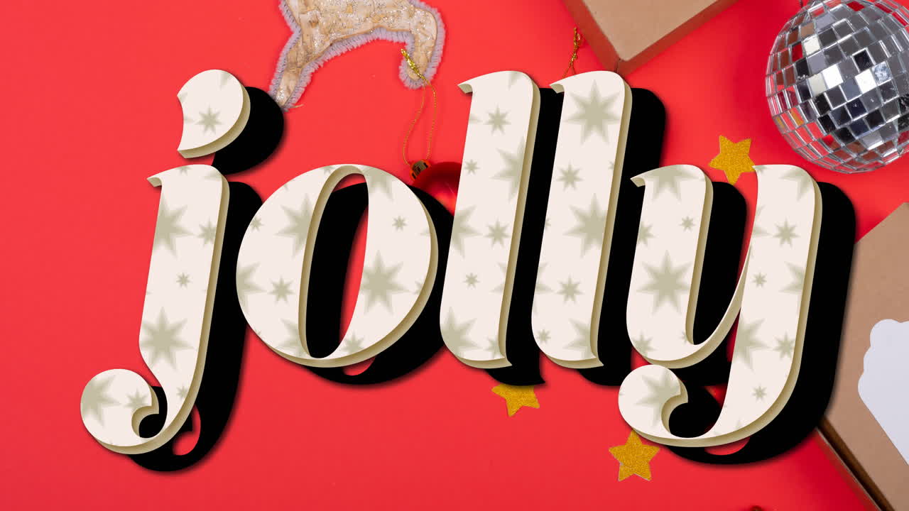 ⁇ 은 배경에 크리스마스 장식 위에 즐거운 텍스트의 비디오