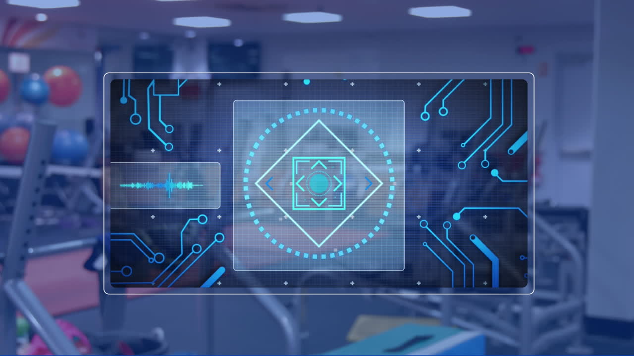 체육관 장비를 통해 데이터 처리의 애니메이션