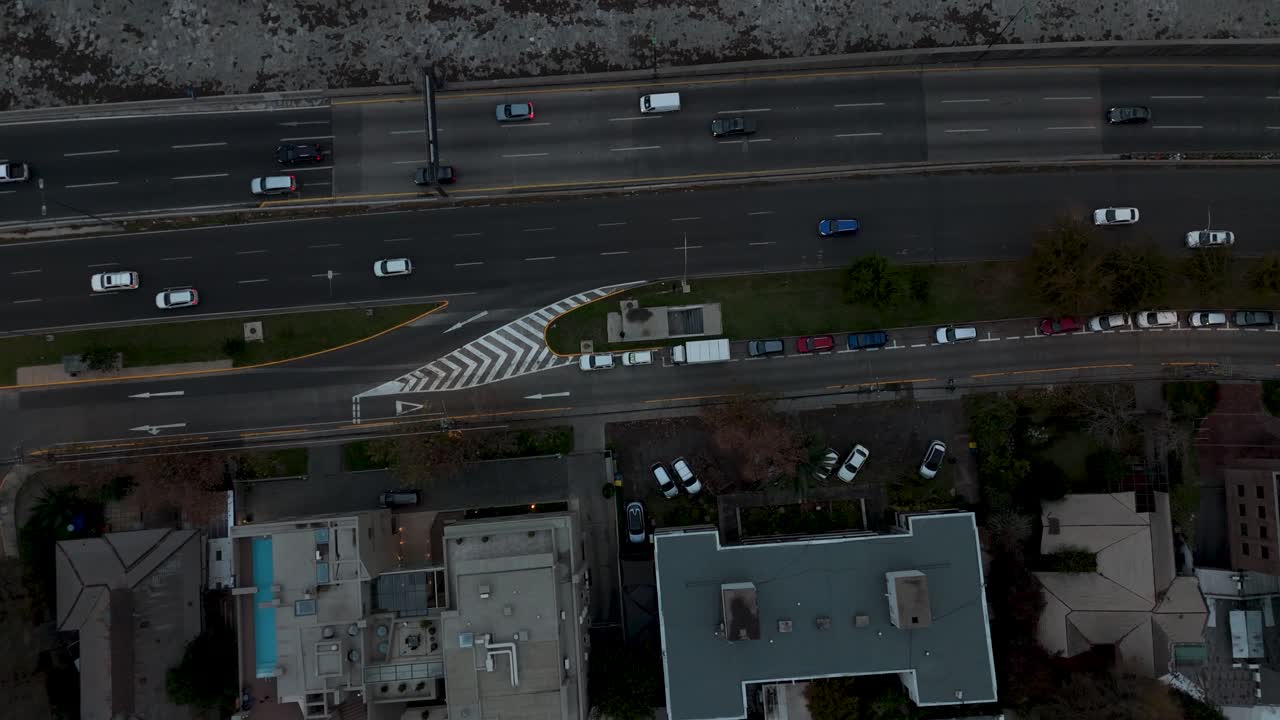 Drone santiago chile costanera tower cordillera de los andes clouds traffic buildings providencia cars streets