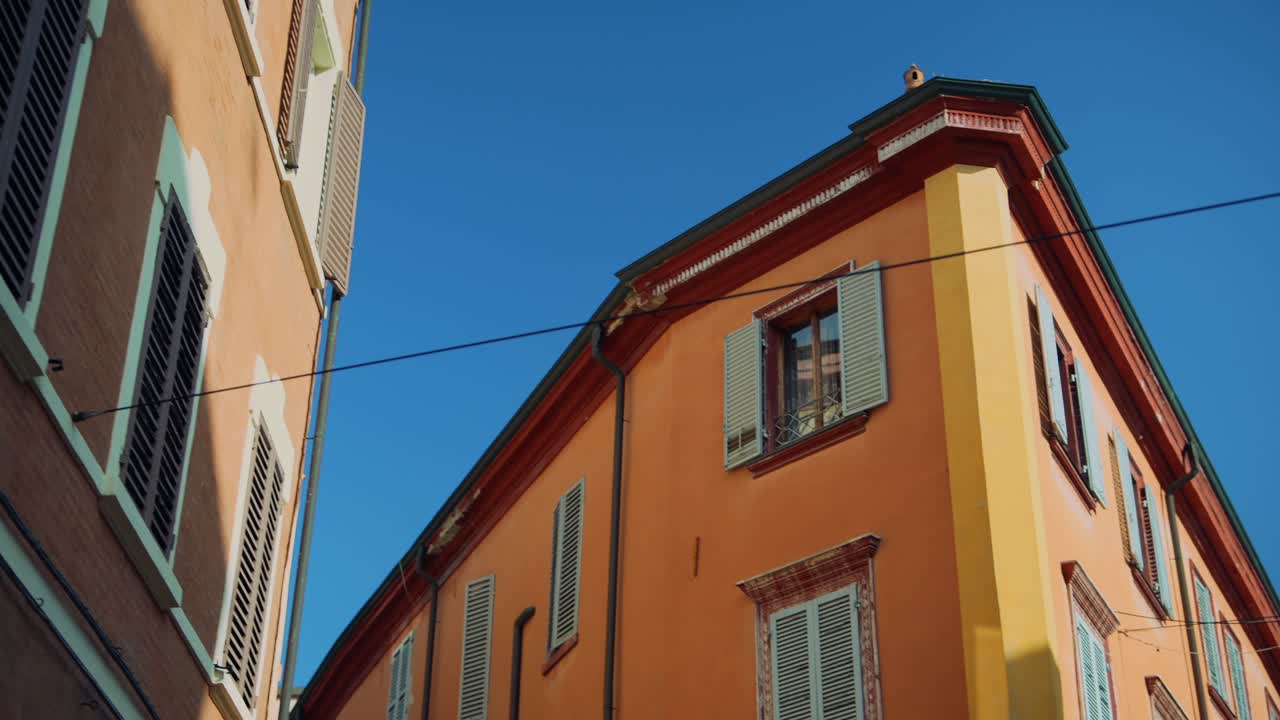 Colorful Corner Building in an Italian Town