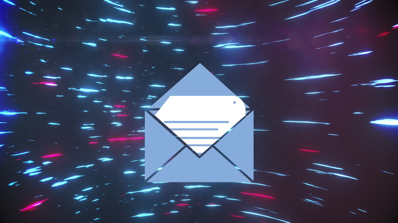 animación del icono del sobre sobre un fondo negro