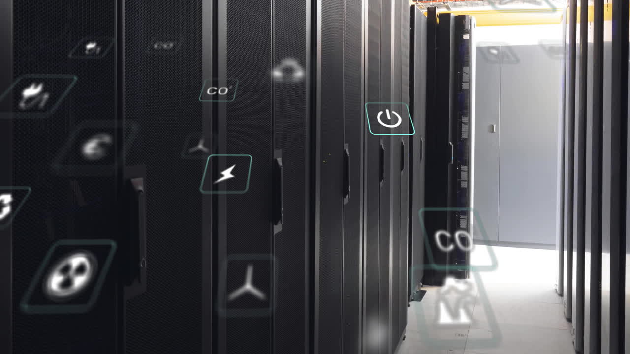 에코 아이콘의 애니메이션 및 컴퓨터 서버를 통해 디지털 데이터 처리