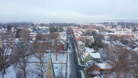 lititz, pennsylvania small town during winter snow