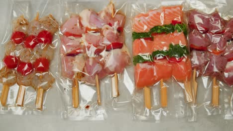 preparing vacuum-sealed kebabs
