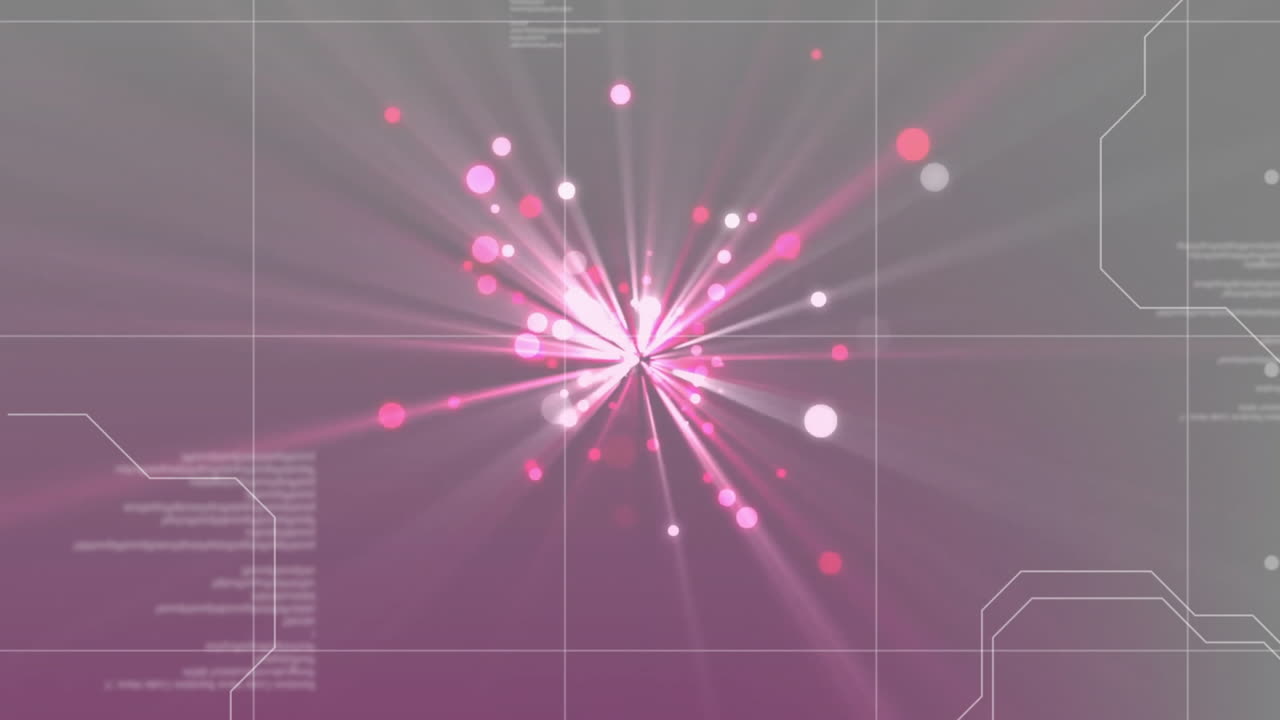 animación del procesamiento de datos sobre senderos de luz