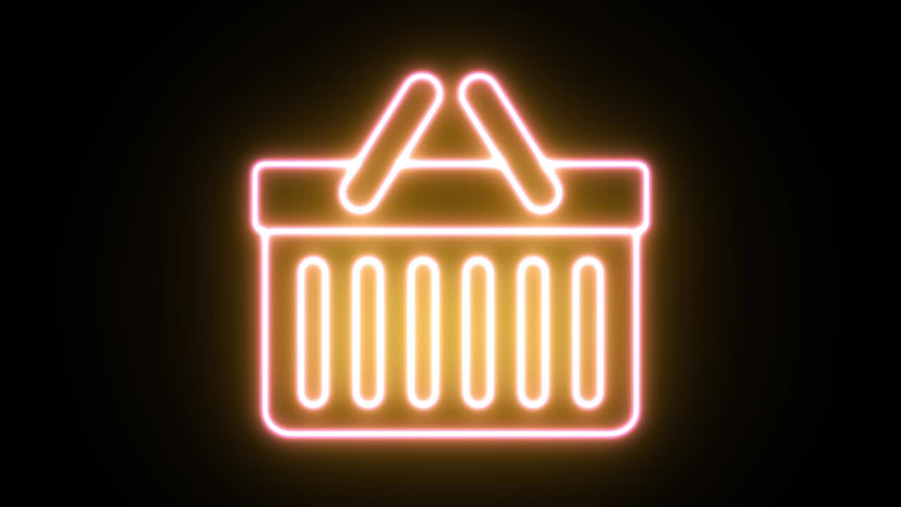 animación de icono de luz de neón. fondo negro 4k uhd.