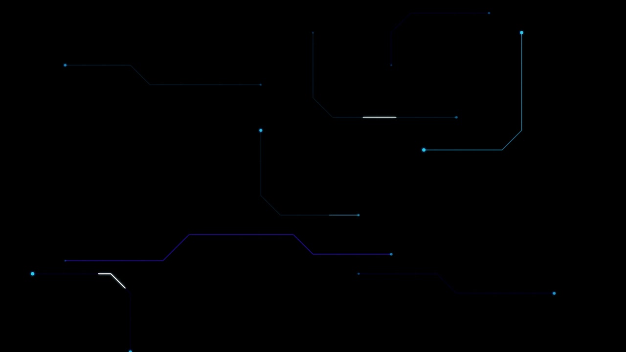 Abstract Digital Circuit Lines Moving on Black Background