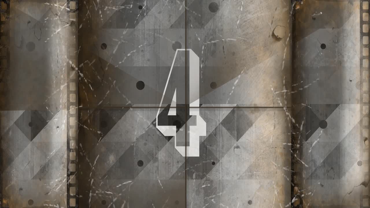 antigua película de animación de cuenta atrás 4k