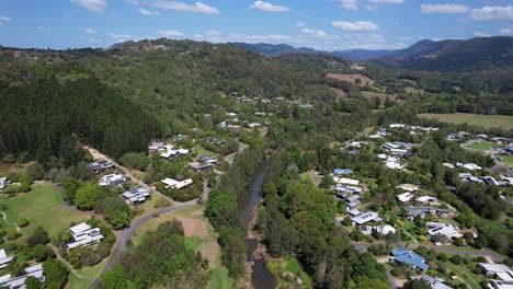 currumbin valley residential houses with currumbin creek and mountain views in australia