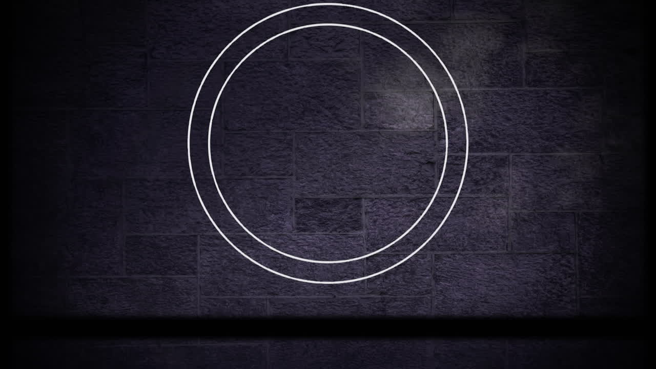 Animation av vit ring och glidande svart ram över mörkgrå stenmursbakgrund
