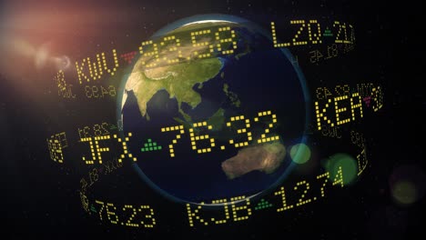 stock market ticker orbiting earth currency wall st money world shares 4k