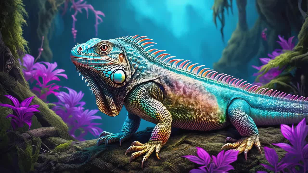 Colorful Iguana in a Tropical Setting
