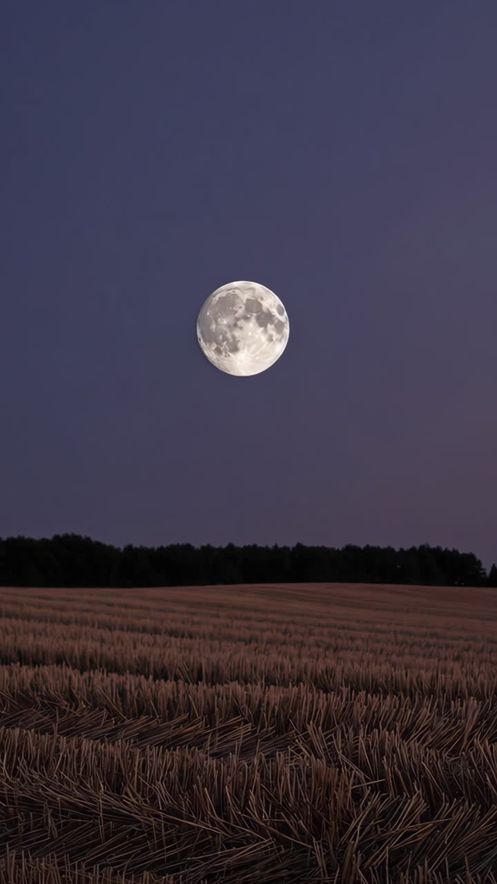 Full Moon over a harvested field