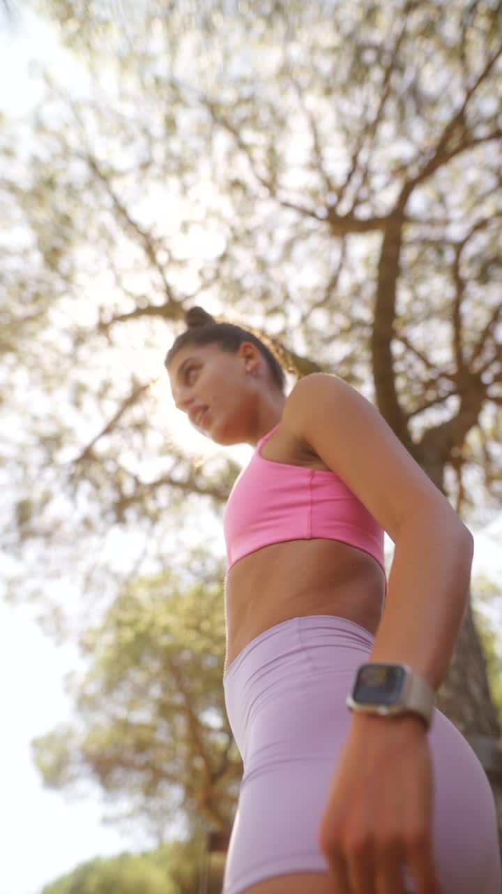 Woman Exercising Outdoors in Sunny Nature