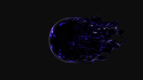 cativante renderizado en 3d de una esfera negra brillante con textura de vidrio roto y un centro azul etéreo
