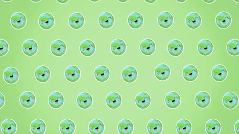 animación de múltiples globos de risa sobre un fondo verde