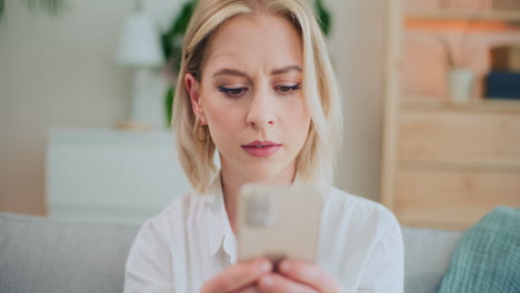girl uses smartphone for internet surfing