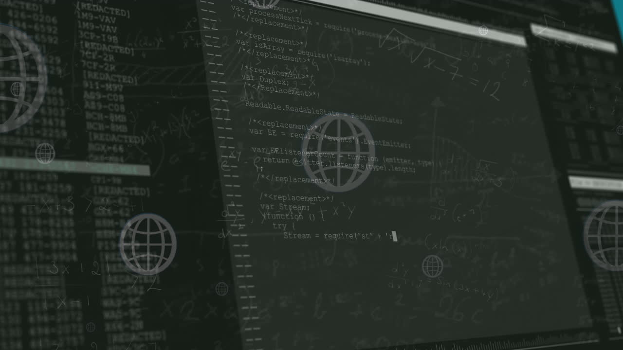 Animation of digital data processing over screens