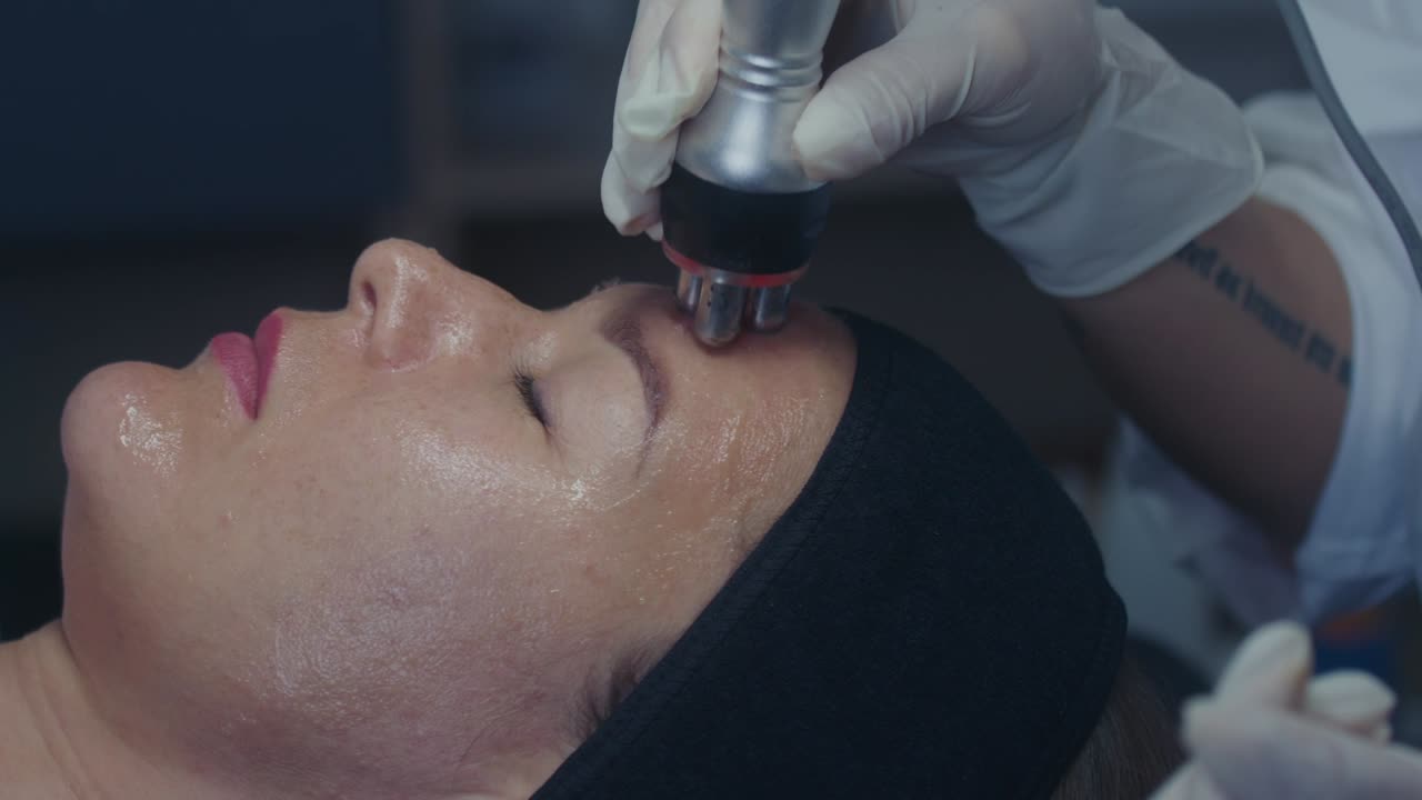 Facial treatment in progress