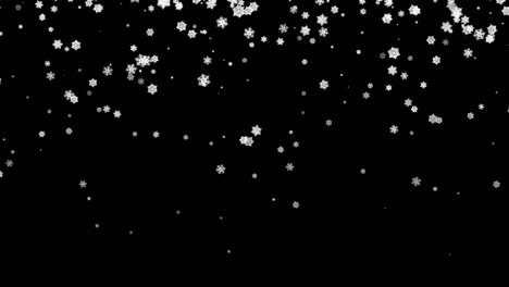 many different snowflake shapes falling from the sky, dissolving before touching the ground