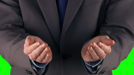 businessman presenting with his hands