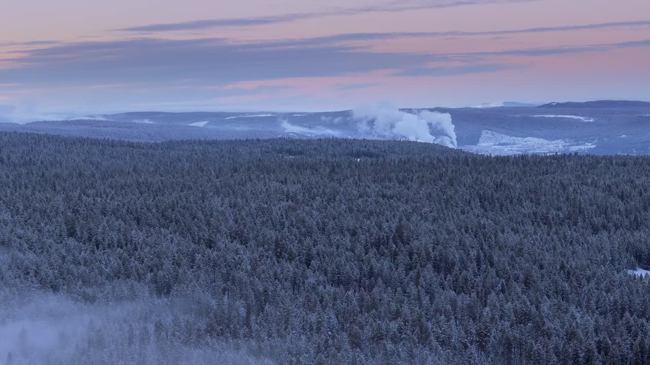 4K cinematic drone footage over the BC mountains, showcasing snow-covered trees and the breathtaking Canadian landscape in a serene winter setting.