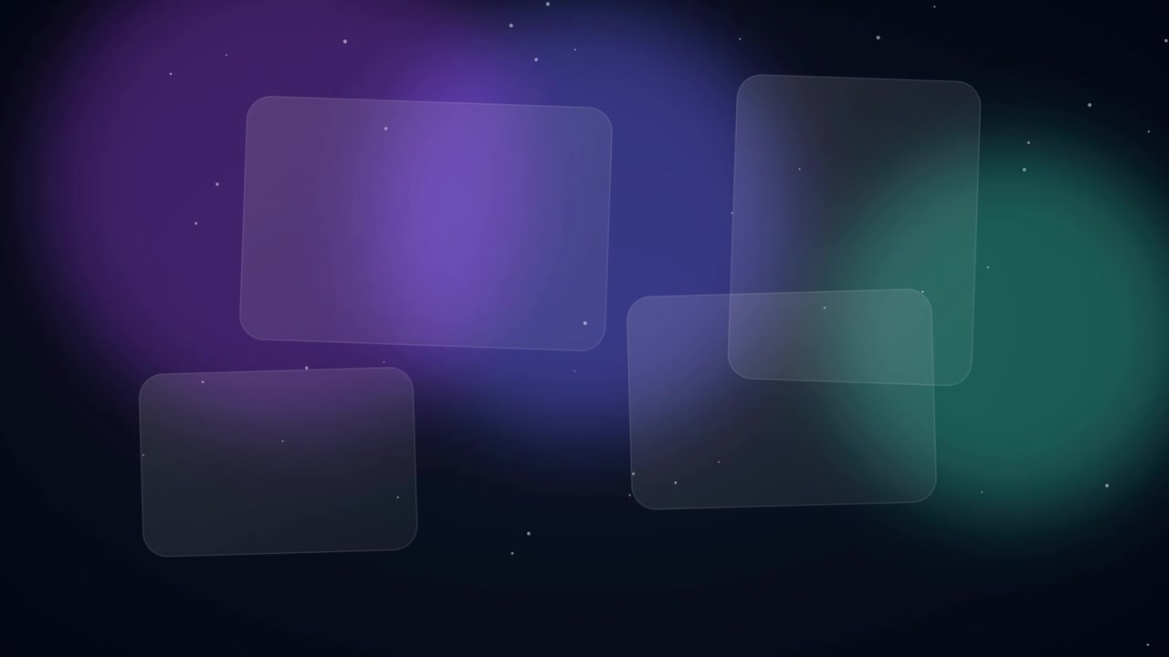 Abstract Motion Background with Floating Glass Panels and Glowing Lights