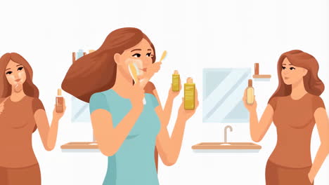woman's daily skincare and beauty routine