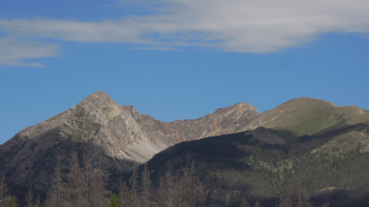 lapso de tiempo de nubes delgadas con sombras sobre la cordillera