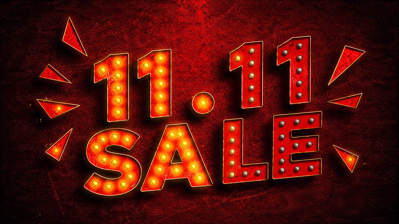 Insegna Promozionale Saldi 11.11 con Luci a Tendone Scintillanti