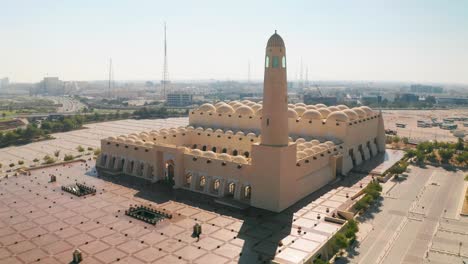 imam abdul wahhab mosque in qatar - drone shot