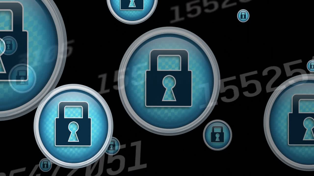 animación de iconos digitales flotantes sobre el procesamiento de datos científicos sobre fondo negro