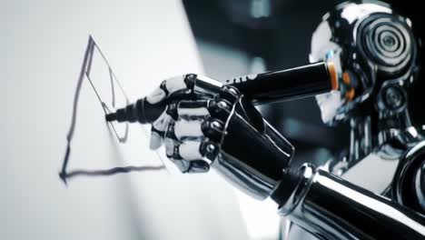 futuristic robot artist engaged in creative drawing with precision using advanced technology to create unique art pieces on a canvas
