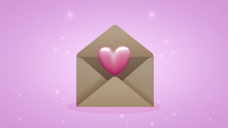 envelope with heart love animation