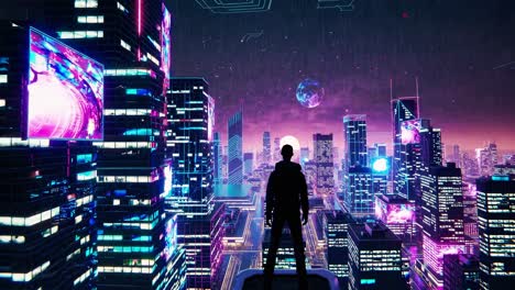 cyberpunk cityscape at night