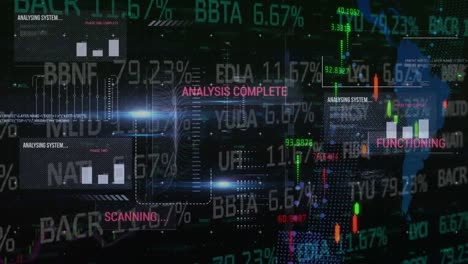 animation of statistics and data processing over world map
