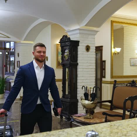 businessman arriving at the hotel