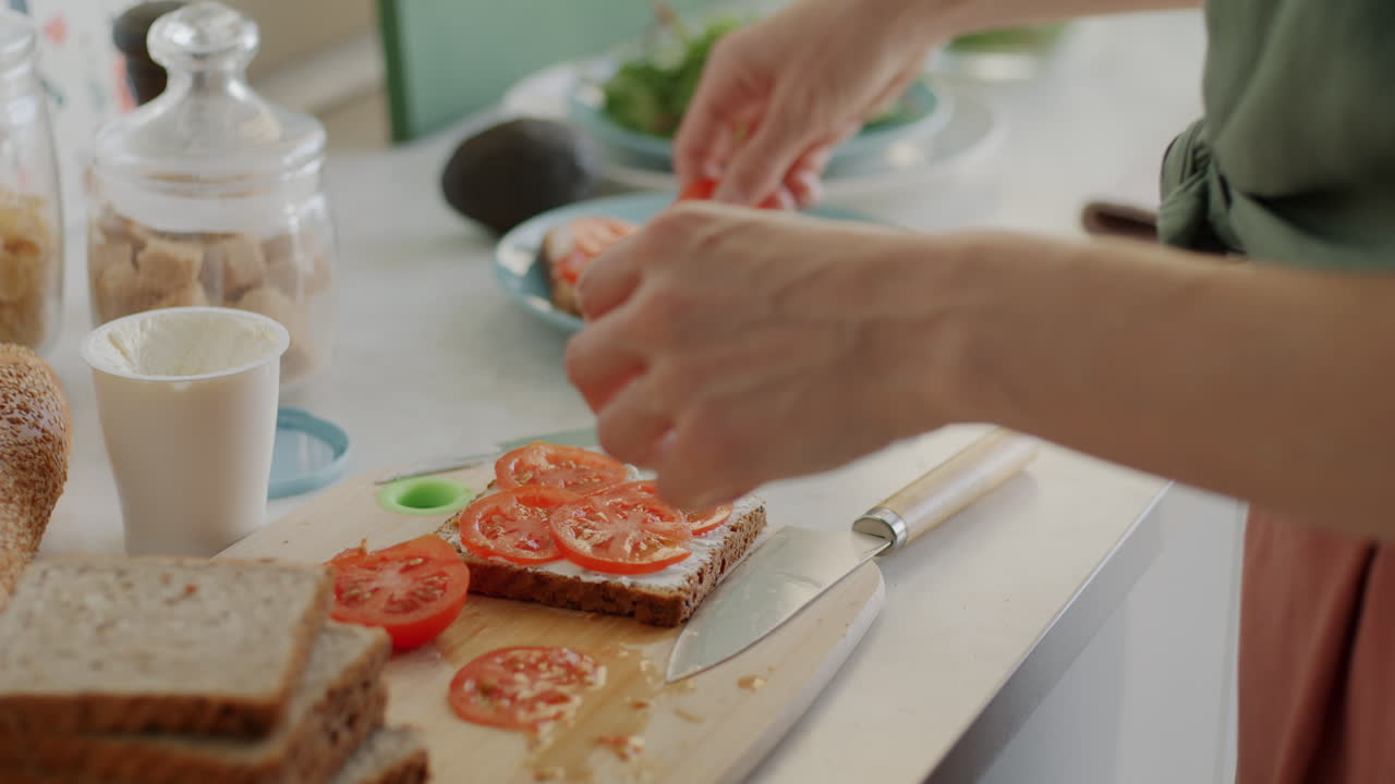 Woman Making a Healthy Sandwich