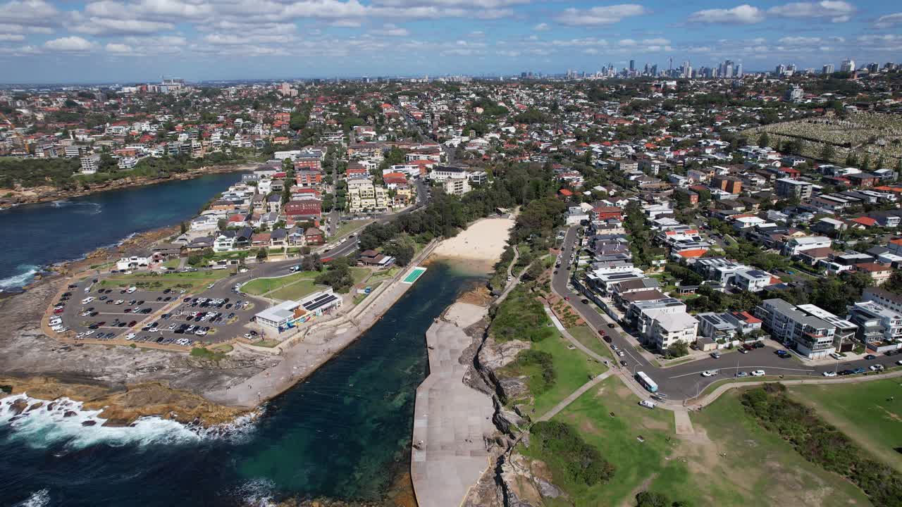 Panoramic View Of Clovelly Bay And Beach In Sydney, NSW, Australia - Drone Shot