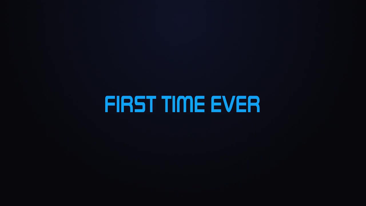 Glowing explosion FIRST TIME text reveal blue and pink