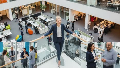 dynamic office environment showcasing collaboration, professionalism, and team interaction in a modern workspace