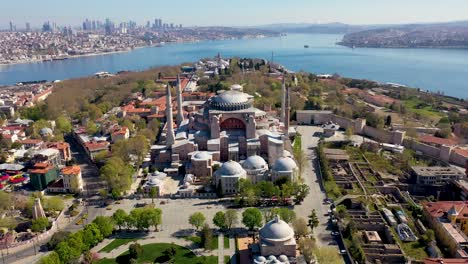 hagia sophia aerial view with drone from istanbul.