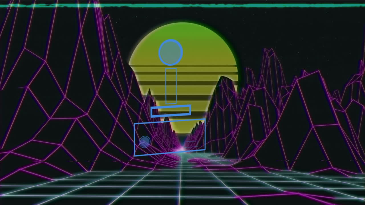 게임패드 아이콘 위의 디지털 산의 애니메이션