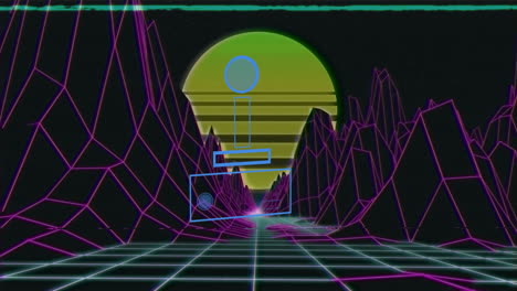 animación de montañas digitales sobre el icono del gamepad