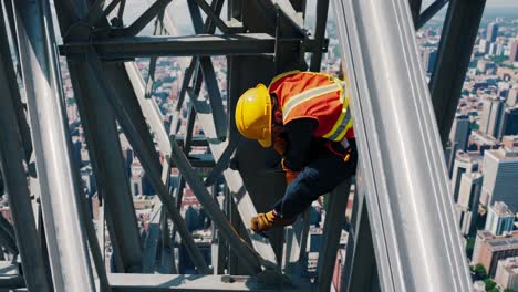 worker on a high-rise construction site