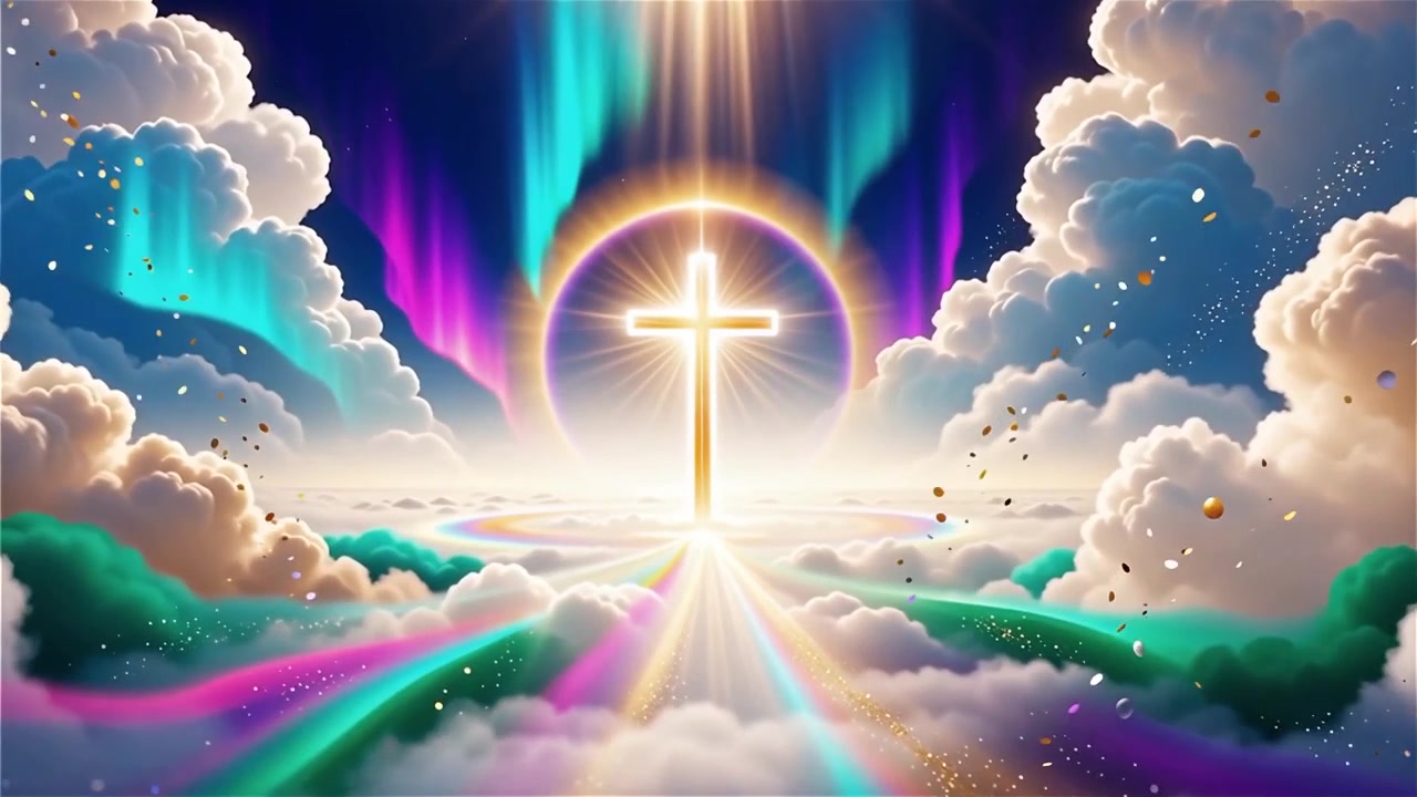 Christian Cross Heavenly Light Worship Background