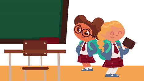 niñas estudiantes personajes de animación