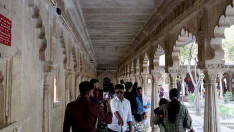 ancient palace corridor roof at day from flat angle video is taken at udaipur rajasthan india on nov 25 2023.