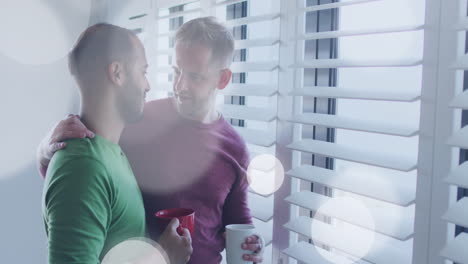 animación de manchas de luz sobre diversas parejas masculinas abrazándose.