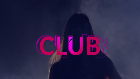 animation of club text over silhouettes of dancing woman